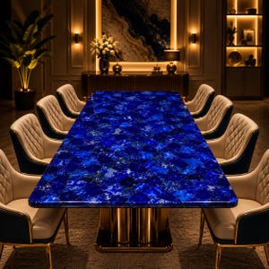 Mesa de comedor rectangular de lujo de piedra lapislázuli azul para sala de estar (SOLO TABLERO DE LA MESA)