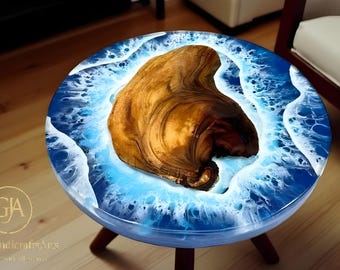 世界地図樹脂コーヒーテーブル：手作り木製エポキシオーシャンテーブル