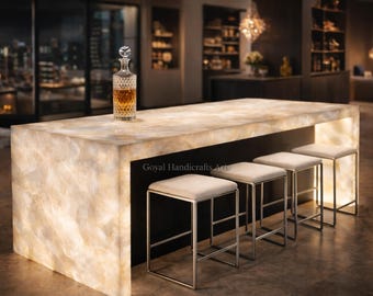 Encimera de cuarzo blanco, isla de cocina de piedra de lujo, barra de bar moderna