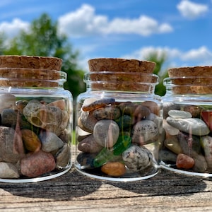 Glass Jars with Removable Cork Stopper Lid | Tiny Display Containers | Set of 4