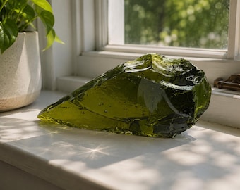 Electric Lime Green Chunk Glass Slab | Kokomo Opalescent Glass Co. | Decorative Glass (#103)