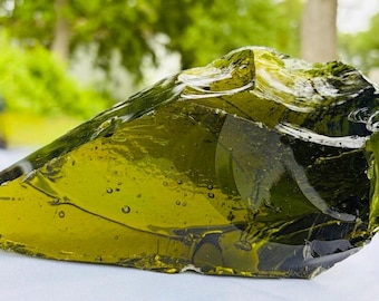 Electric Lime Green Chunk Glass Slab | Kokomo Opalescent Glass Co. | Decorative Glass (#103)