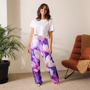 Floral Pyjama Pants Bold Flower Lounge Pants Women’s Sleepwear Comfy PJ Bottoms Large Print PJs Soft Cozy Loungewear Gift For Her