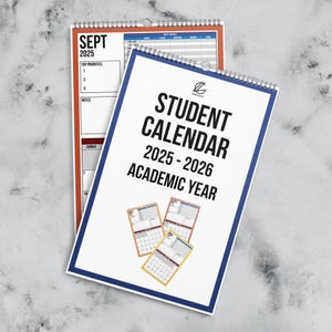 Student Calendar 2025–2026 Academic Year Planner Class Schedule Organizer (Sept–Aug) Minimal Functional Design