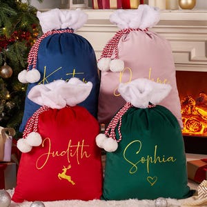 Personalized Christmas Santa Sack With Name,Custom Velvet Santa Sack,Christmas Gift Bag For Kid & Adults,Christmas Toy Sack,Christmas Decor.
