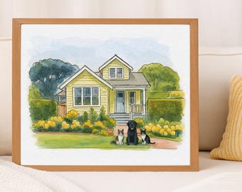 Retrato de casa, Pintura de casa, Regalo de inauguración de la casa, Regalo de agente inmobiliario, Pintura del hogar, Retrato del hogar, Pintura personalizada, Pintura del hogar en acuarela