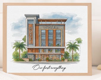Custom Office Building Portrait, Corporate Architecture Illustration, Business Gift