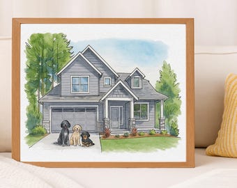 Custom Portrait, Watercolor House Painting, Pet Painting, Wedding Portrait, House Print, Custom Watercolor, Painting From Photo