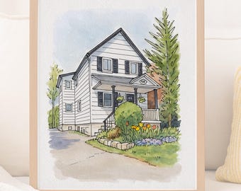 Retrato de casa de campo personalizado, ilustração de casa personalizada, presente para casa de família