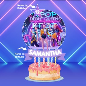 K-Pop Demon Hunter Birthday Cake Toppers | Editable Canva Template | Cool Anime-Inspired Cake Topper | Printable Party Decor | Kpop Topper