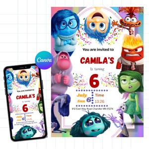 Inside Out 2 Birthday Invitation | Editable Canva Template | Instant Download Digital Kids Party Invite | Instant Download | Canva Editable