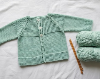 Modello per maglia in PDF, giacca per neonato, modello istantaneo, giacca vintage per neonato, cardigan lavorato dall'alto verso il basso, da neonato a 9 mesi (modello in PDF)