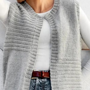 Ribbed Waistcoat Knitting Pattern | Women's Sleeveless Vest (PDF)