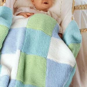 Easy Patchwork Baby Blanket Knitting Pattern: DK Yarn Project (Digital Download)