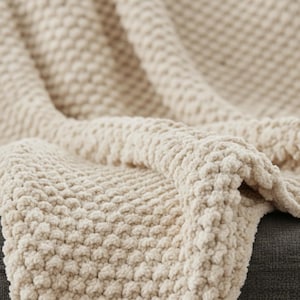 Very Easy Big thick Chunky Baby Blanket Knitted in Super Chunky Jumbo 250 gram balls Balls of wool- 47 x 54" Knitting pattern Download PDF