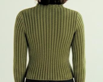knit pattern sweater |Ribbed Sweater Knitting Pattern, Women's DK 8 Ply (PDF)