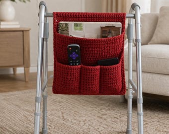 Crochet Walker Caddy Pattern – Mobility Aid Organizer PDF Wheelchair Bag Pattern – Adult Walker Accessory – Easy Crochet Organizer Pattern