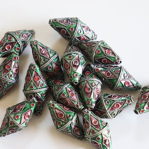 SALE Diamond Spheres -  5mm x 25mm Floral Cloisonne beads (2)