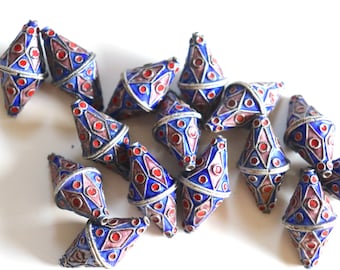 SALE BLUE Diamond Spheres - 5mm x 25mm Floral Cloisonne Perlen (2)