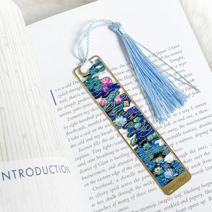 Claude Monet Lillies - metal bookmark with tassel