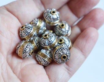 SALE Mantra Ball Beads - Tibetan Silver Beads 12mm (2 beads)