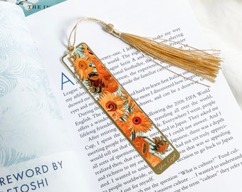 Van Gogh Sunflowers - metal bookmark with tassel