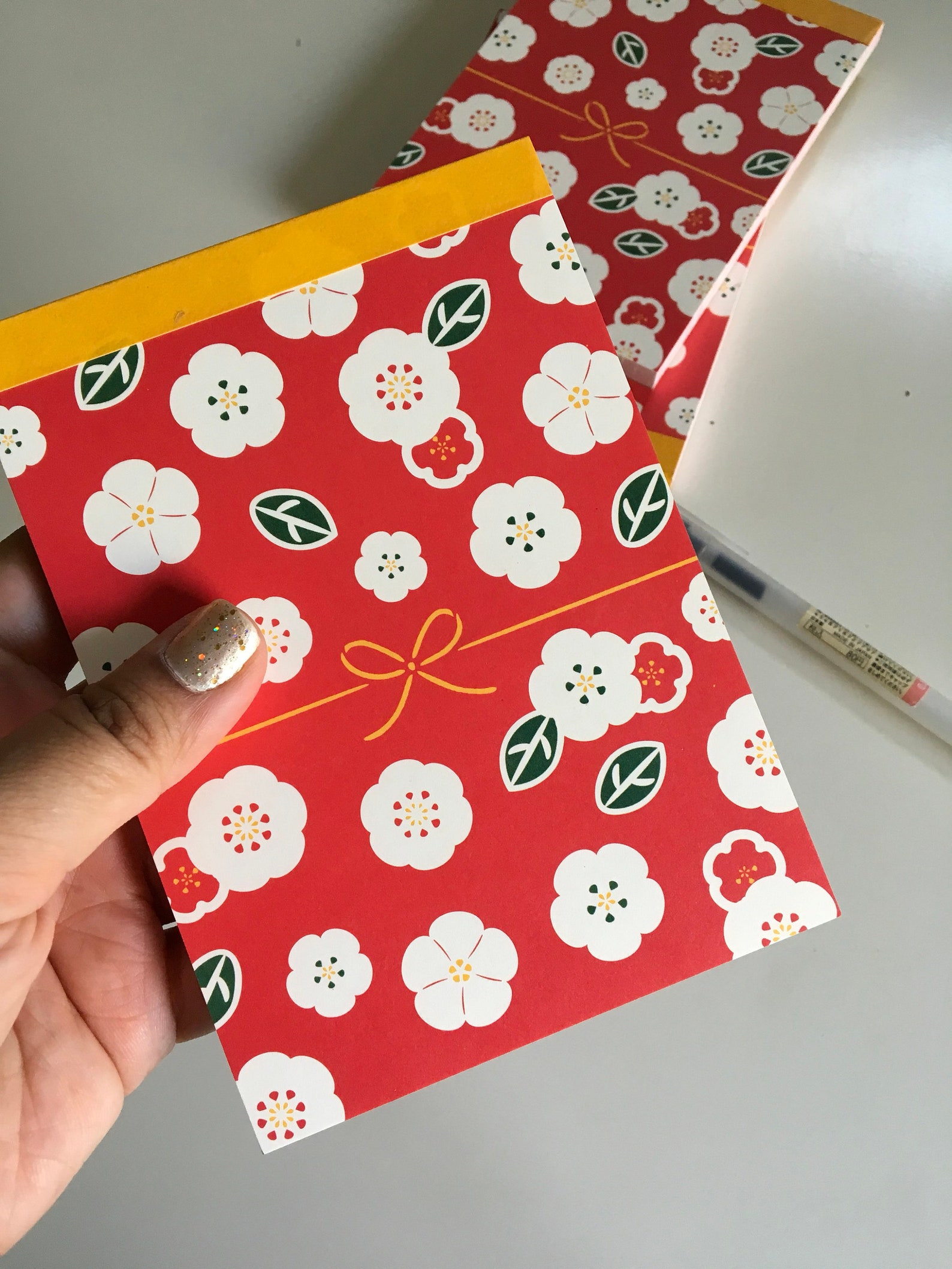 Cute Red Notepad Japanese Motif Notebook 1 Notepad Etsy