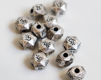 SALE Mantra beads  - Tibetan Silver Beads 10mm (2 beads)