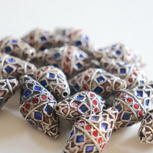 SALE Geometric Diamond Spheres -  5mm x 25mm Floral Cloisonne beads (2)