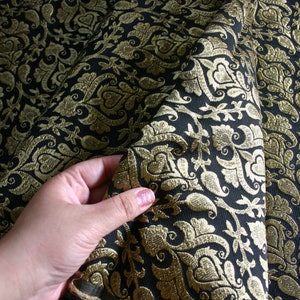 Sexy Black Paisley Party - 1 yard of Silk Brocade Fabric