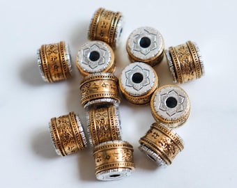 SALE Lotus Spinning beads - Tibetan Silver Beads 9mmx11mm (1 bead)