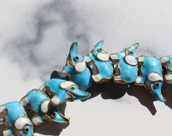 SALE Blue Elephants   - Enamel Cloisonne beads 13X18mm (2)