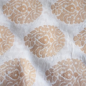 Paisley White - 1 yard of Chiffon Brocade Fabric in White and Gold