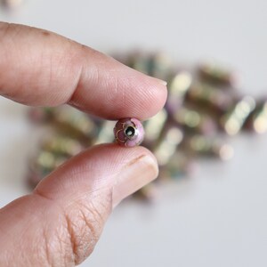 SALE Mauve Cylinder Beads 7mm x 19mm Floral Cloisonne beads 4 image 7