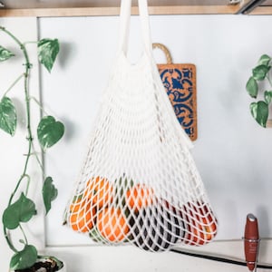 Cotton Mesh Vegetable bag - Vintage style Vegetable stretch bag with handle