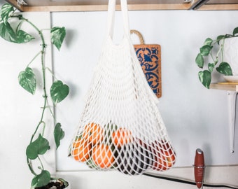 Cotton Mesh Vegetable bag - Vintage style Vegetable stretch bag with handle