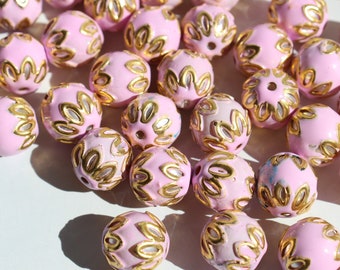 SALE Mauve spheres - Floral Cloisonné Meena beads (2) 13mm