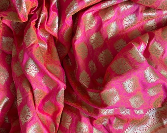 Pink and orange Saree  - Art Silk Saree Sari (5 m / 6 yds)