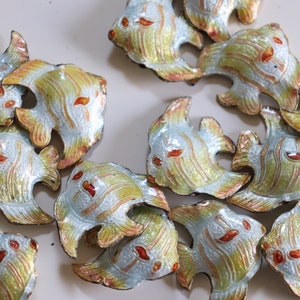 SALE Yellow Fish - 30 x 33 mm  Cloisonne beads (2)