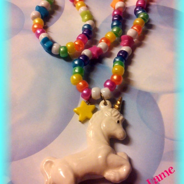 Magical And Whimsy Ceramic Unicorn Rainbow Necklace