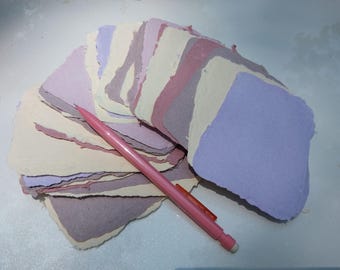 Handmade Pastel Paper Bundle, Pink Purple Cream, 3.5x4.5 Inch Notes (34 Pack)