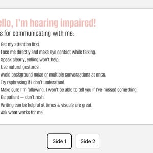 Hearing Loss Awareness Card