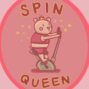 Spin Queen Hamster Sticker: Kawaii Gym Decor, Workout Motivation