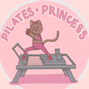 Pilates Princess Cat Sticker | Cute Kawaii Reformer Cat Vinyl Sticker | Pastel Fitness Sticker | Gym Girlcore Aesthetic | Cat Workout Gift