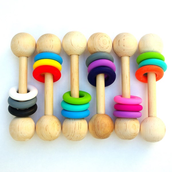 Wooden Baby Rattle Teething Toy New Baby Gift PERSONALIZATION Option