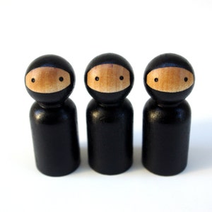 Waldorf Ninja Peg People (3), Waldorf Inspired Little Raven Toys