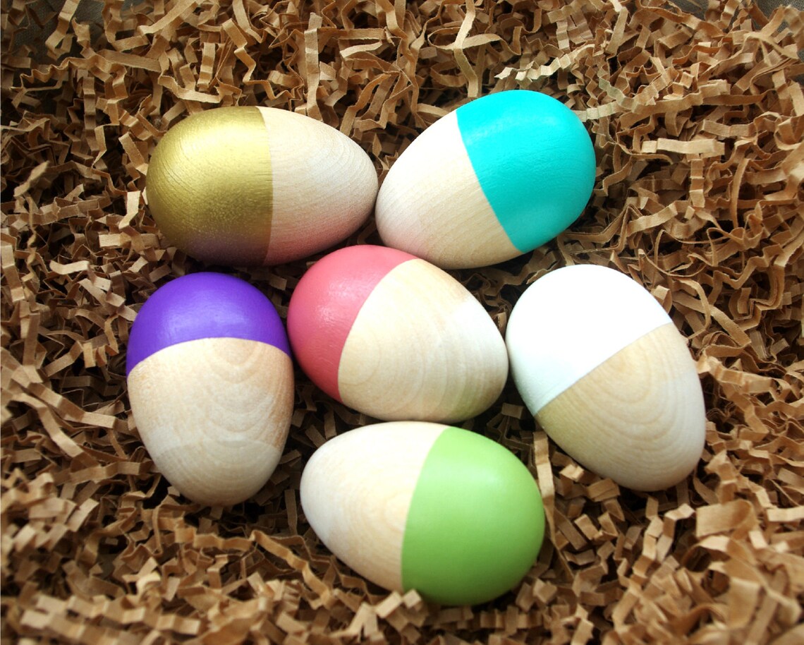 Wooden Easter Eggs Xlarge Pastel Retro Wooden Eggs Etsy
