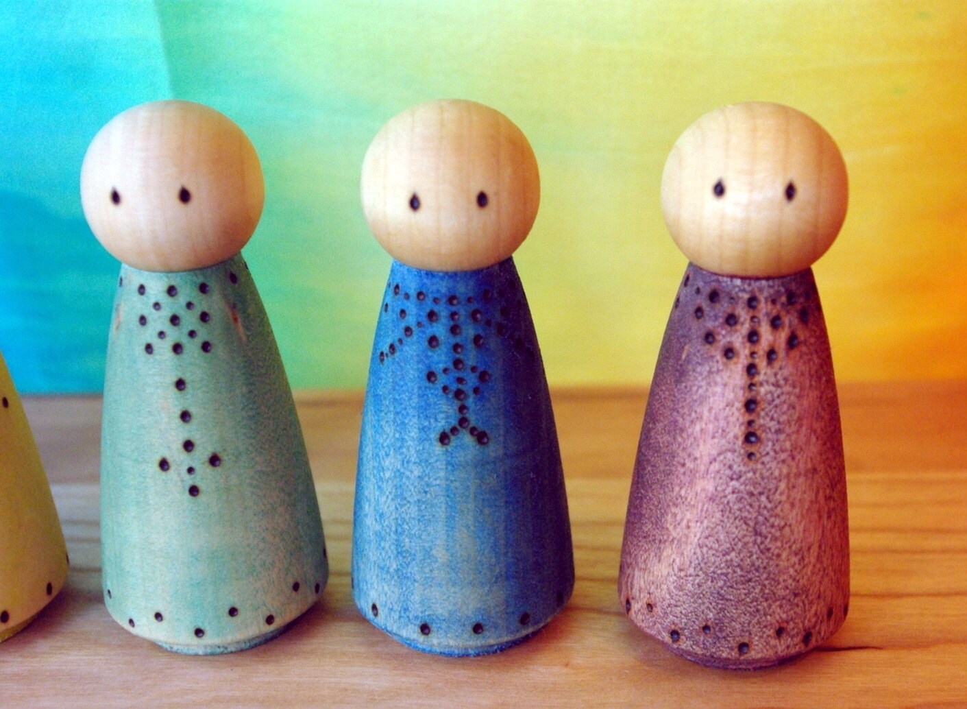 Wooden Princess Dolls Peg People Rustic Rainbow Waldorf | Etsy