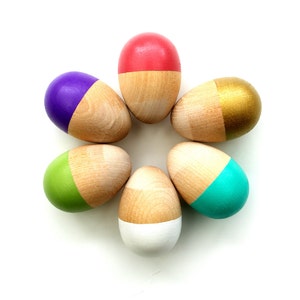 Wooden Easter Eggs, X-Large Pastel Retro Wooden Eggs