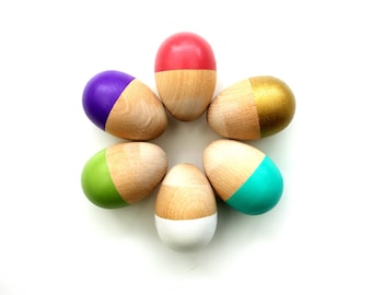 Wooden Easter Eggs, X-Large Pastel Retro Wooden Eggs